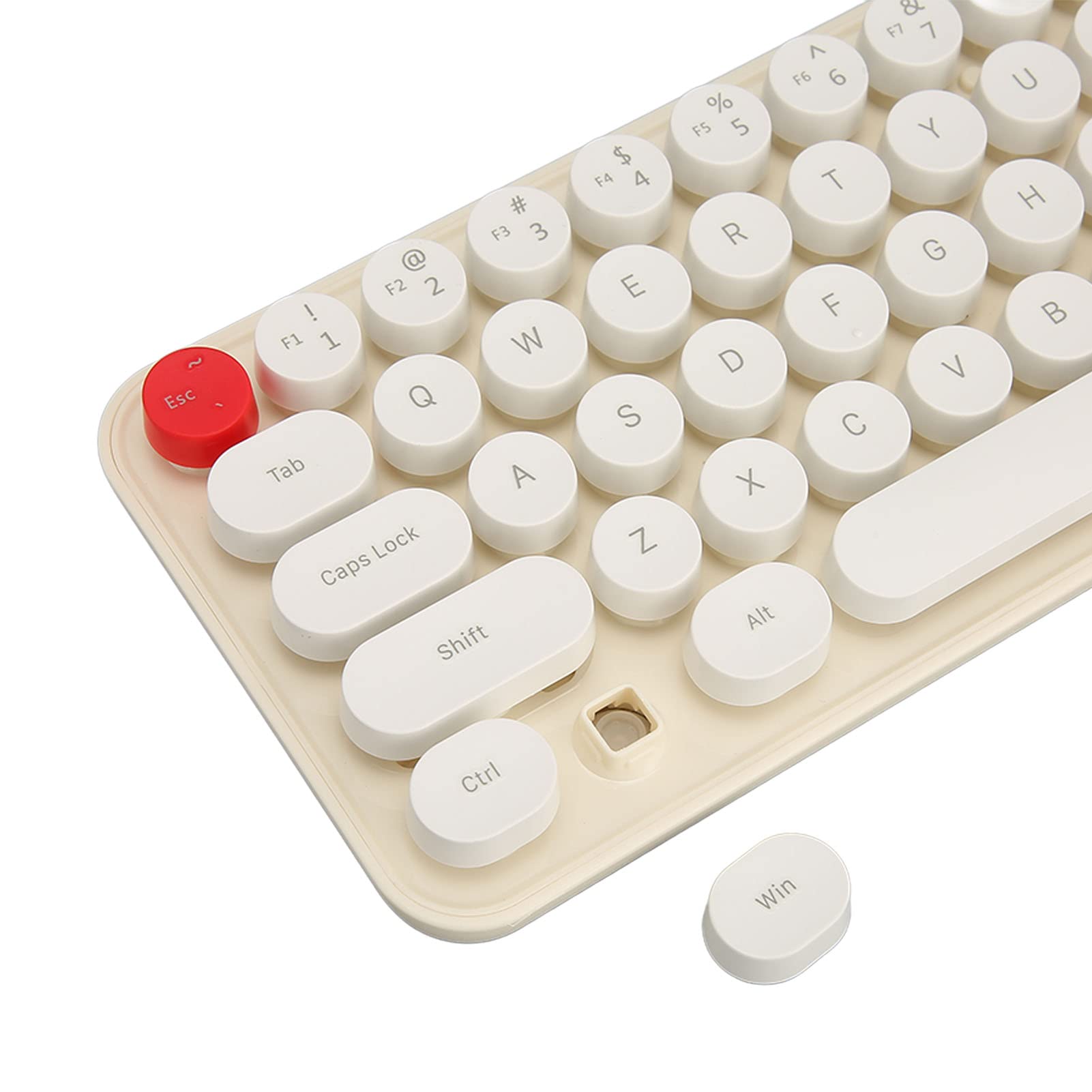 Samst Combo de Teclado y Mouse Inalámbricos, Teclado de Máquina de Escribir Inalámbrico de 2,4 GHz, Teclado Mecánico para Juegos de 68 Teclas con Lindas Teclas Redondas para (Beige)