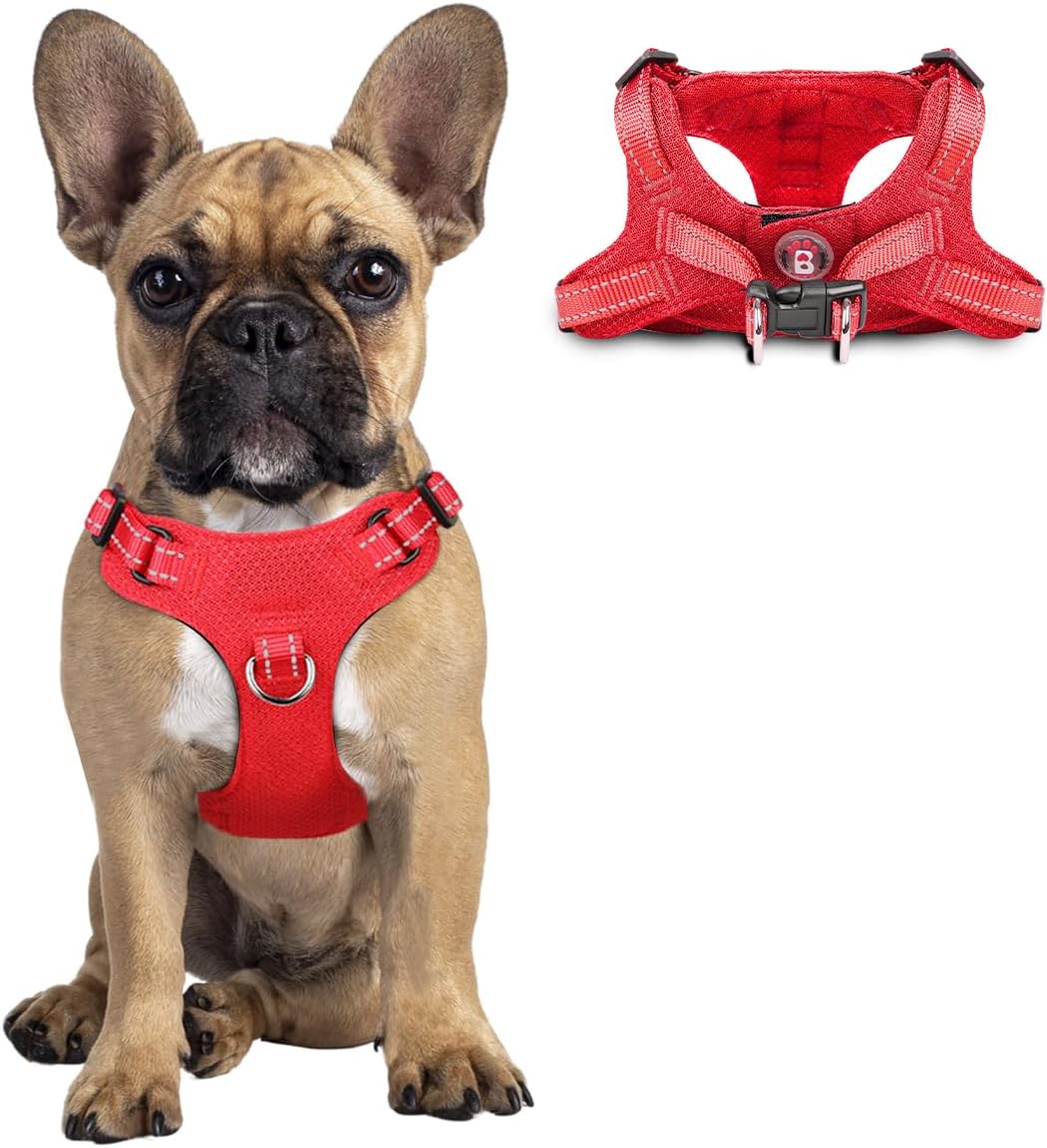 Dog Harness Step in Dog Vest Harness, Reflective Adjustable Puppy No Pull Harness Breathable Soft for Small and Medium Dogs Cats, Red, S