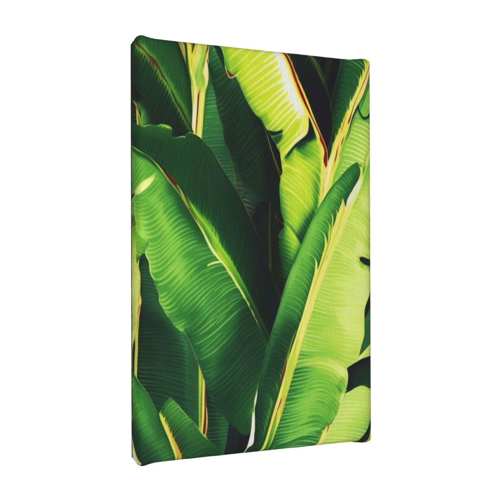 YKLJG Tropical Banana Palm Leaves Printed Wall Art Canvas Painting 20x30 CM Wooden Framed Picture Painting Artwork Prints for Bedroom Kitchen Home Office Decor