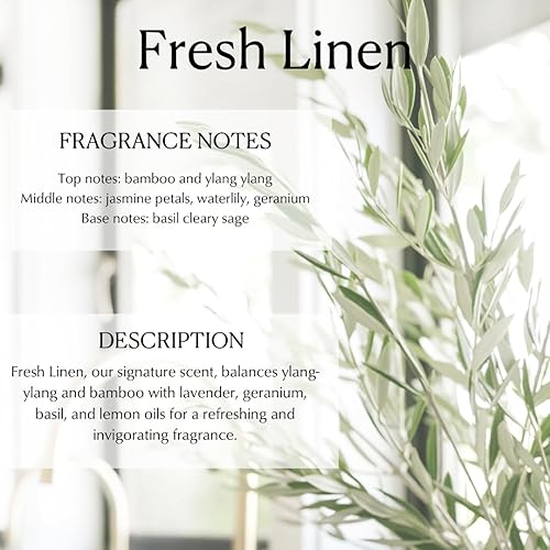 Miniatura 2 de L'AVANT Collective Vela blanca  Aroma de lino fresco  No tóxico y sin parafina  Vidrio blanco sofisticado  40 horas de tiempo de combustión  8 onzas