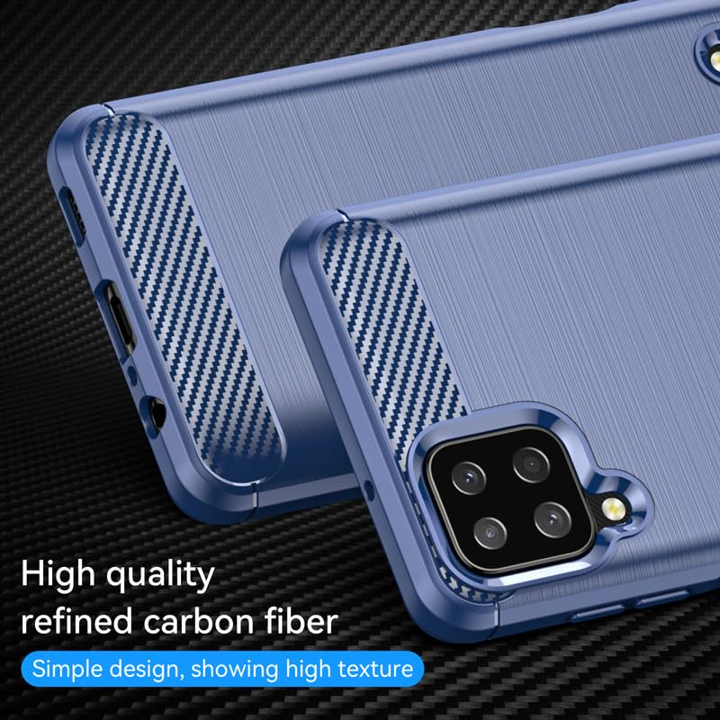 Image of Hybrid Carbon Fiber Back Case for Samsung Galaxy M12 / A12 / F12 (Blue)