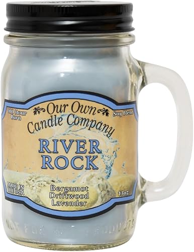 Our Own Candle Company, River Rock - Vela perfumada en tarro de masón, 100 horas de tiempo de combustión, 13 onzas