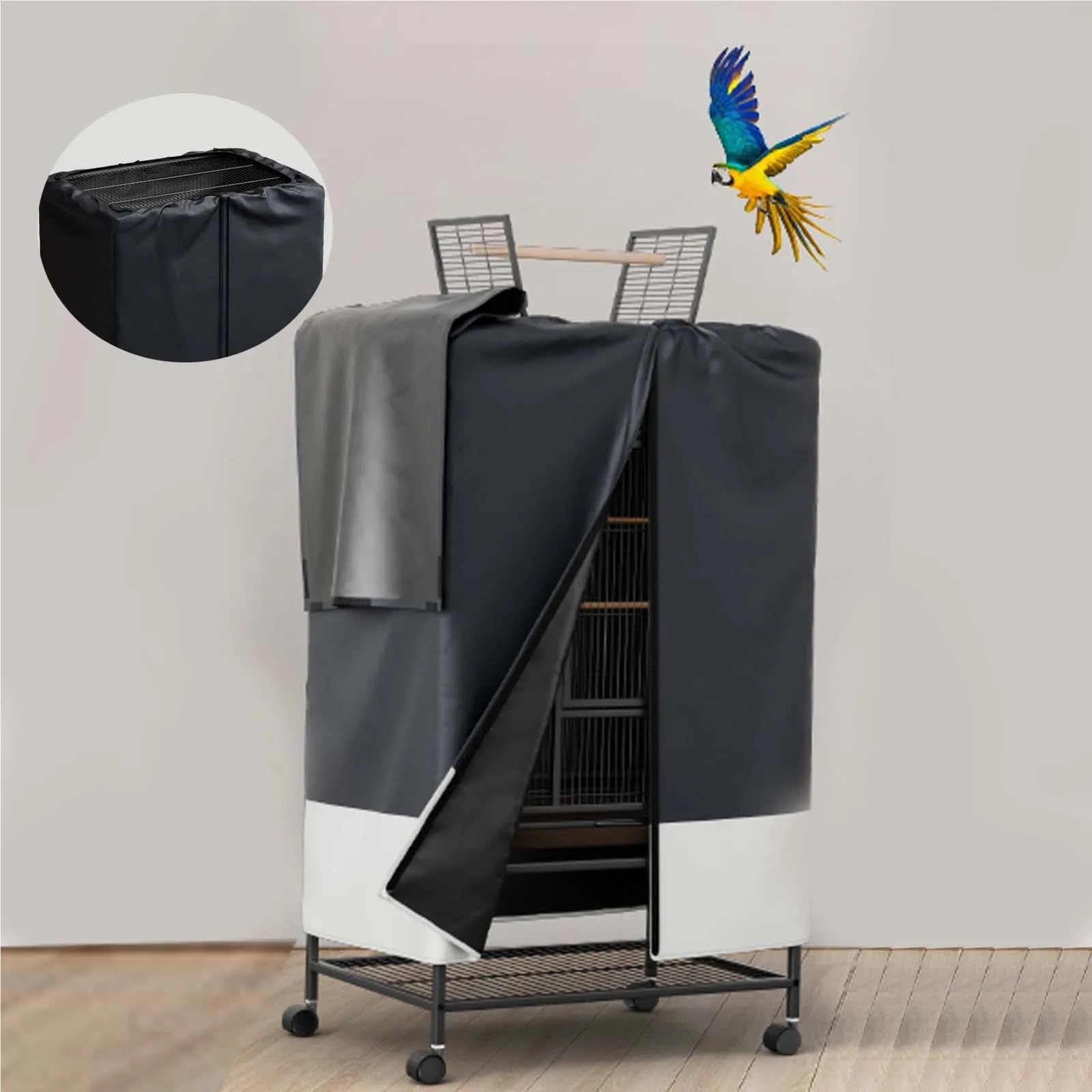 Fundas para jaula de pájaros para interiores y exteriores, para animales pequeños, privacidad y comodidad con panel superior extraíble, duradero, transpirable, impermeable (48 x 48 x 102 cm)