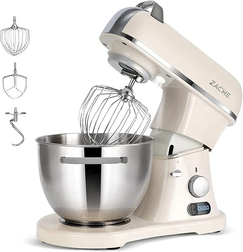 ZACME Profi Küchenmaschine Knetmaschine Aluminiumgussgehäuse(1500W),7L Edelstahlschüssel Teigmaschine mit LED-Touchscreen,Geräuscharme Rührmaschine,3