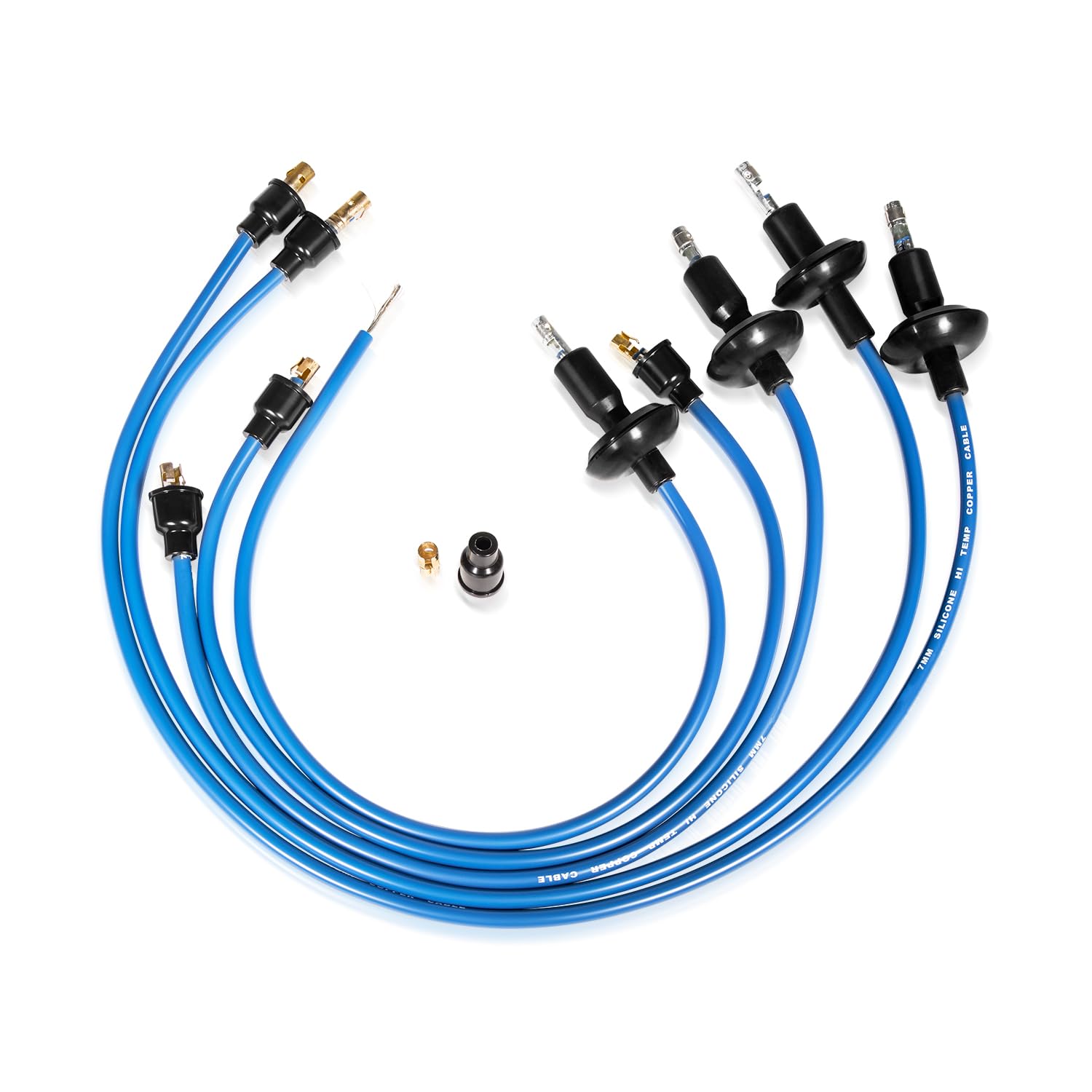 7mm Blue Ignition Spark Plug Wire Set 00-9407-0 for VW Type 1 Beetle, Baja Bug, Sand Rail, Karmann GHIA, Type II (Bus) - with Double-Jacket Heat Protection, 9407 Ignition Spark Plug Wire Set Blue