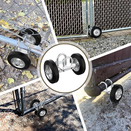 ‎Fixirons 6" Rolling Gate Wheel Carrier for Driveway Heavy Duty Steel Rolling Gate Rubber Wheel Chain Link Fence Steel Rolling Gate Helper Wheel for Swing Sliding Gate, Support up to 600lbs by Fixirons - Image 5