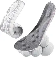 Palmilha Ortopédica 4D Alívio De Dores Nos Pés Para Tênis Sapatos Chuteiras Anti Impacto Absorção De Choque Massagem Conforto Esportiva Cor Cinza Com Branco Vários Tamanhos 35 ao 41 Unissex (37-38)