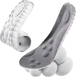 Palmilha Ortopédica 4D Alívio De Dores Nos Pés Para Tênis Sapatos Chuteiras Anti Impacto Absorção De Choque Massagem Conforto Esportiva Cor Cinza Com Branco Vários Tamanhos 35 ao 41 Unissex (37-38)