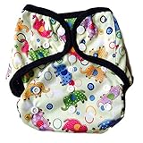 BB2 Baby One Size Printed Black Gussets Snaps Cloth Diaper Cover for Prefolds (One Size, Soccer)