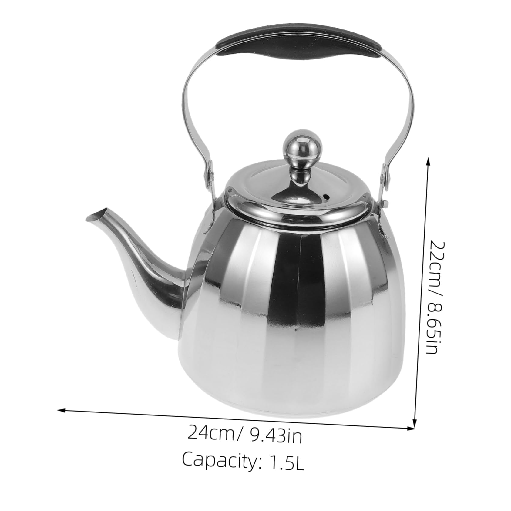 Mikinona Sturdy Stainless Steel Teapot 1.5l Tea Pot with Strainer for Hotel Restaurant Office and Outdoor Tea Lovers