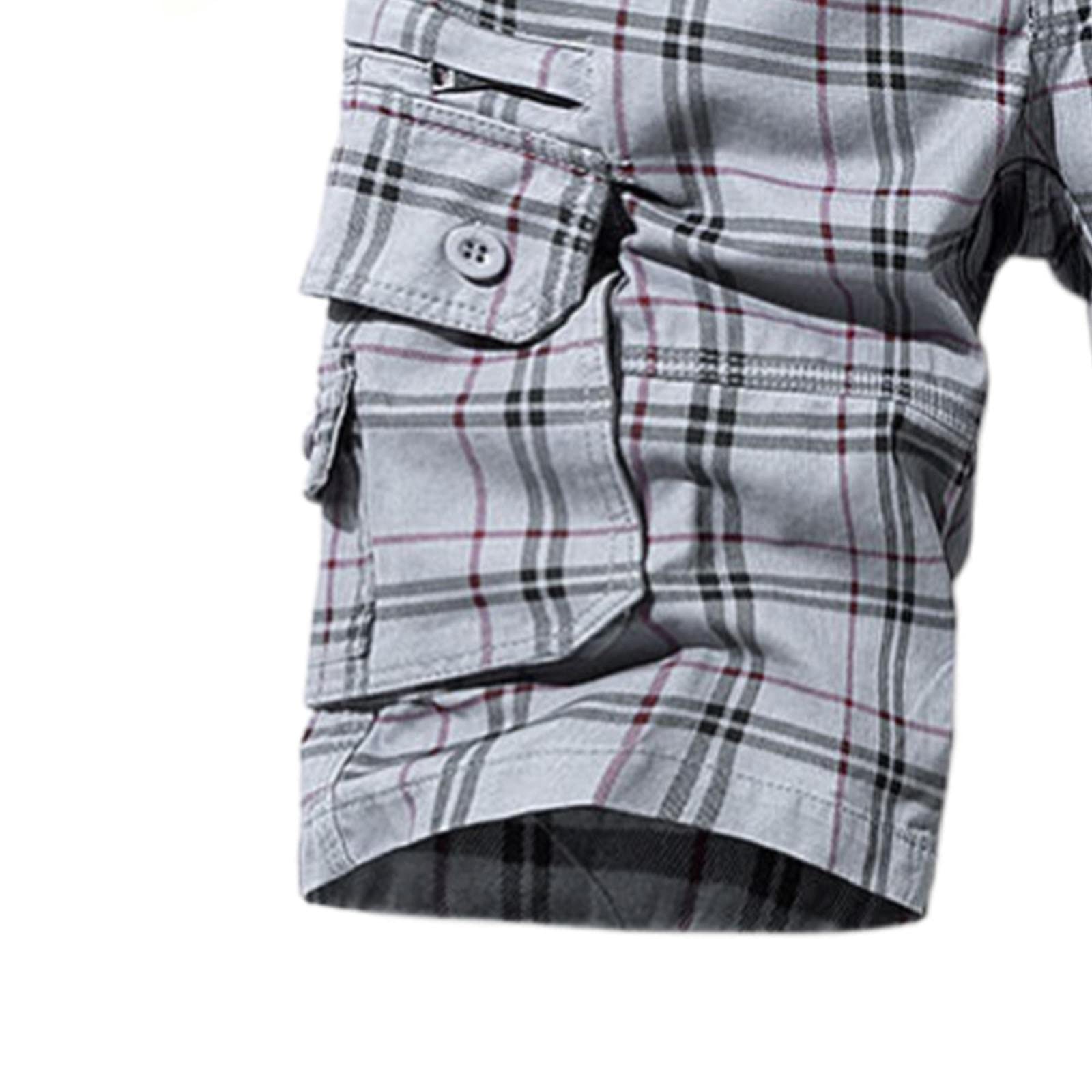 Pantalones cortos cargo para hombre, con estampado a cuadros, pantalones cortos de trabajo casuales de verano, pantalones cortos de estilo urbano, pantalones capri casuales hasta la rodilla
