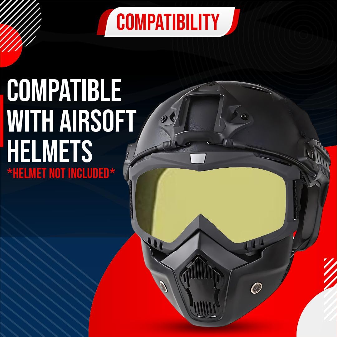 BTfash Goggle Mask Anti Scratch UV Protective Open Face & Eyewear Windproof Dirt Shield Adjustable Strap Soft Foam Padded Detachable for Cycling Bike Off Road Racing Riding Unisex (Yellow) 2