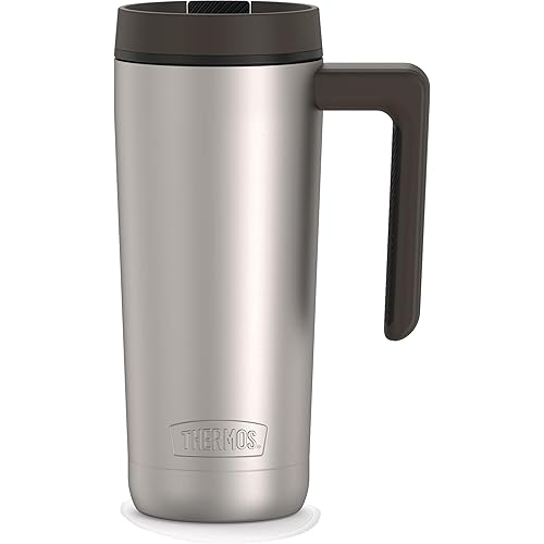 ALTA SERIES BY THERMOS Stainless Steel Mug 18 Ounce, Matte Steel/Espresso Black