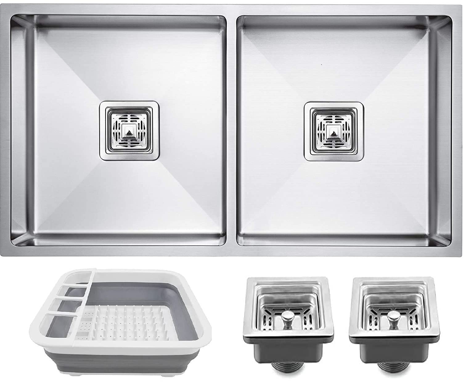 EVANEX 37" x 18" x 10" HANDMADE MATT FINISH DOUBLE BOWL 304 GRADE STAINLESS STEEL KITCHEN SINK WITH SILICON BASKET (B09XFF9RP2) Amazon Price History, Amazon Price Tracker