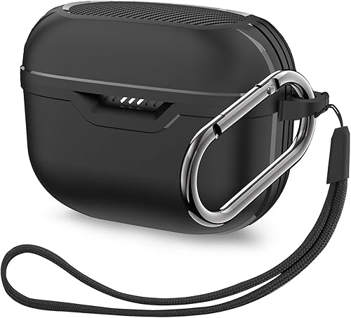 SKTDWEI Compatible con JBL Tune 230NC TWS - Funda frontal LED visible de cuerpo completo, TPU militar, carcasa rígida con llavero y cordón (negro)