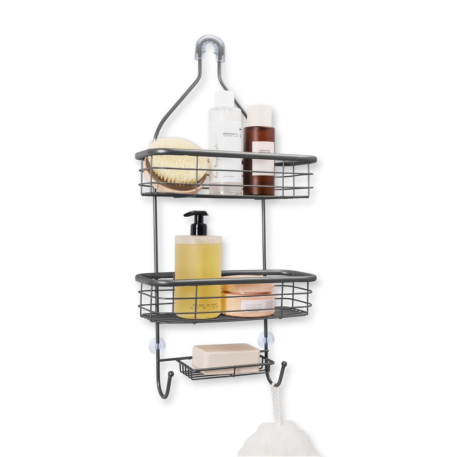 Moorefield Hanging Shower Caddy in Matte Satin 3-Tier Rust Resistant Stainless Steel Bathroom Organizer with Hooks Suction Cups