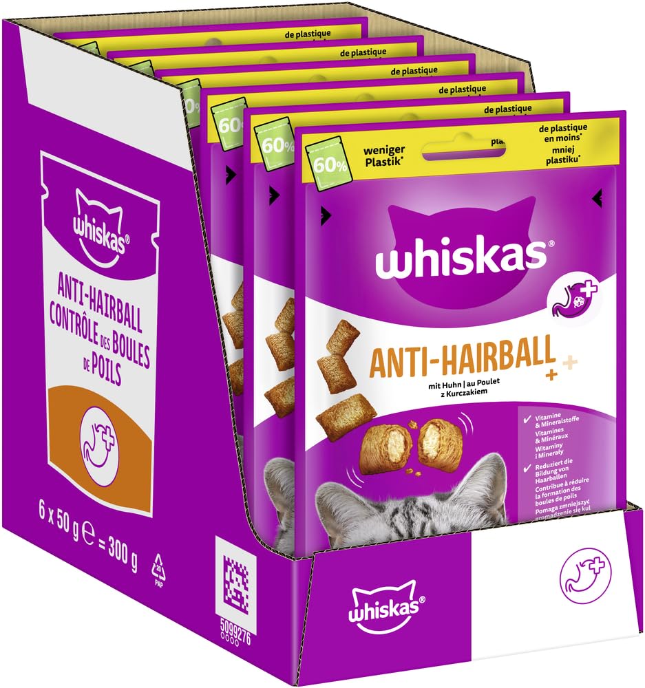WHISKAS Anti-Hairball Katzensnacks 6 x 50 g