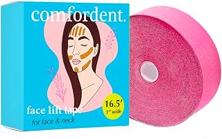 Kinesiology Tape for Face & Neck Lift - Non-Invasive Wrinkle Remover - Anti-Wrinkle Myofascial Release - V-line Chin Skin Lifting Sticker Sleep Strip Patch Roll (Hot Pink)