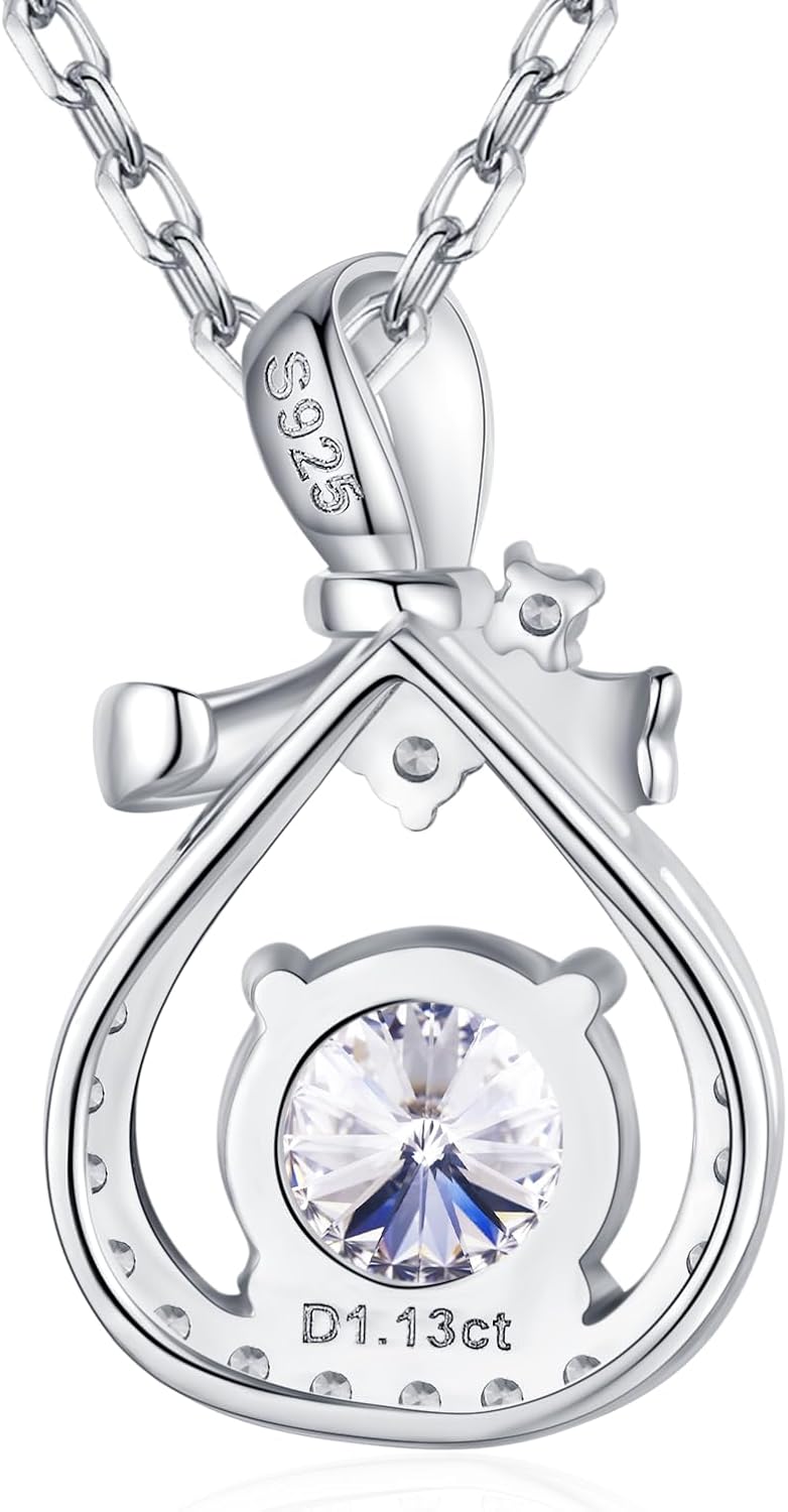 Moissanite Pendant Necklace for Women 925 Sterling Silver 1 Carat Moissanite Necklace Anniversary Wedding Valentines Gifts for Women Her Girlfriend Mom Wife - Image 7