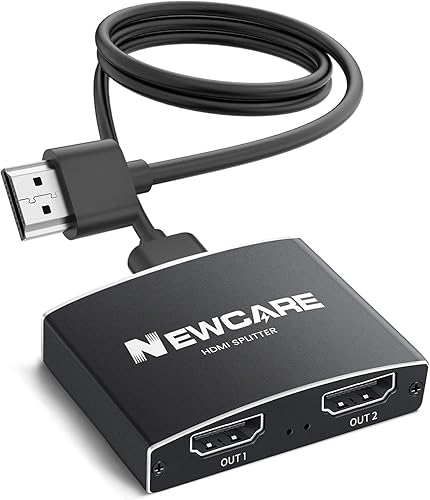 Miniatura 9 de NEWCARE Divisor HDMI 1x2, 4K 60Hz para monitores duales - Cable de alta velocidad de 3.9 pies, color plateado
