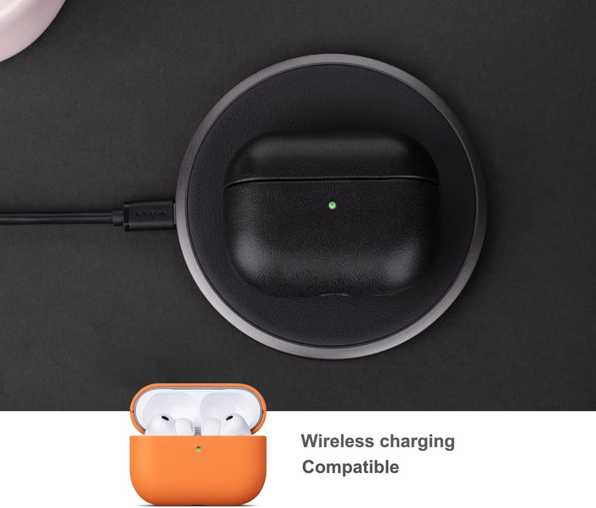 LOPIE Leather Case for AirPods Pro 3rd Generation (2025) - Orange