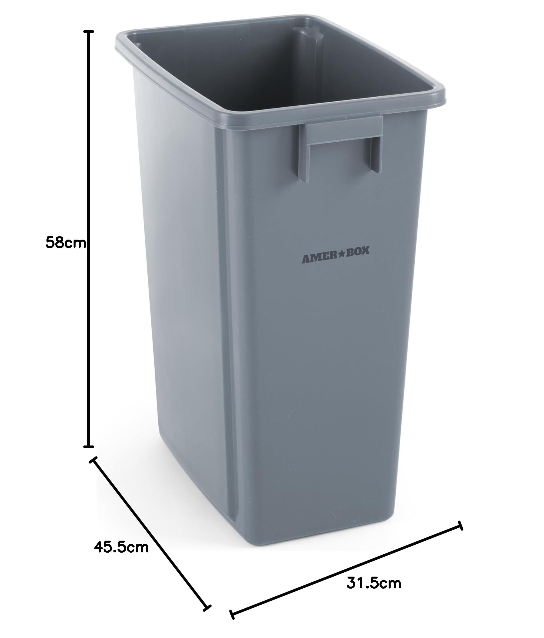HENDI Papelera estrecha, 60 L, 455 x 315 x 580 mm, color gris