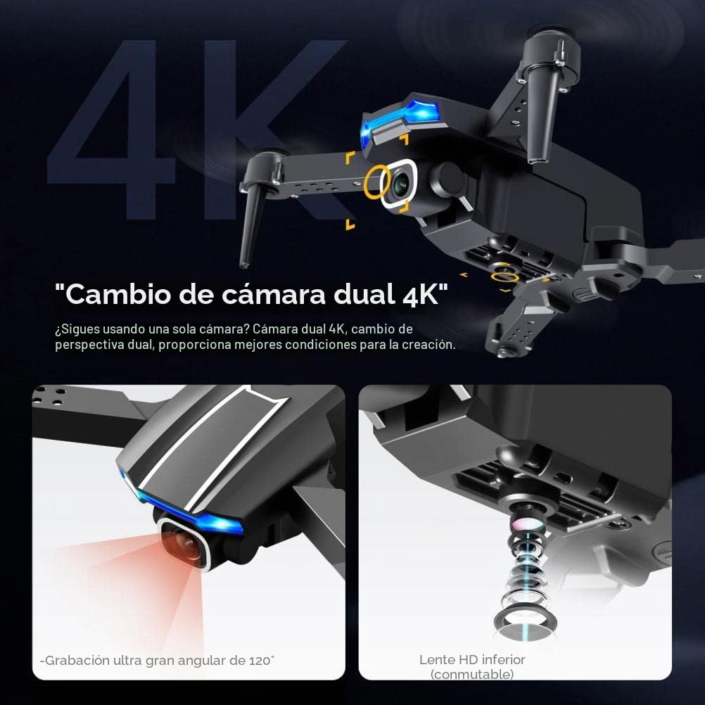 Drone con cámara Dual 4K HD, S65 RC Quadcopter Plegable para Principiantes Adultos, Retorno Inteligente GPS, 2.4GHz FPV en Vivo, Tiempo de Vuelo Largo