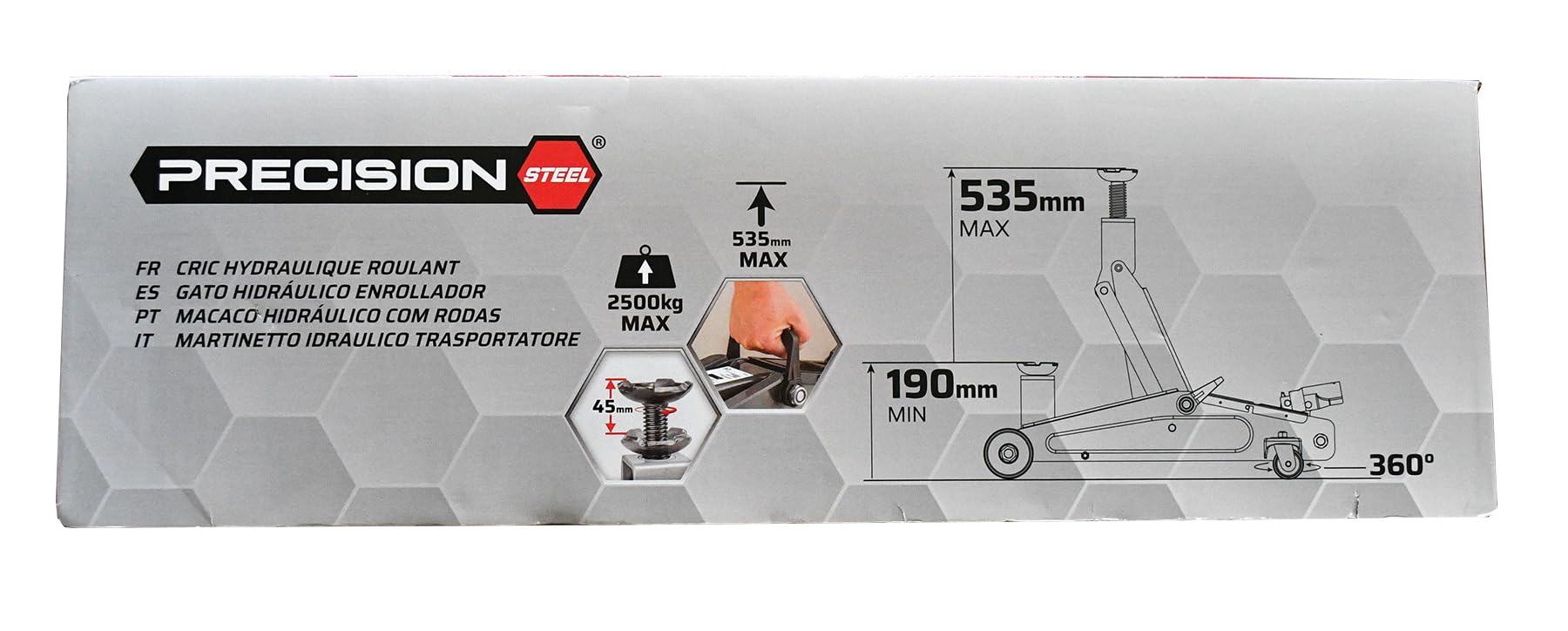 Cric Idraulico 2,25T SUV 4x4 Station Wagon 190-535 mm