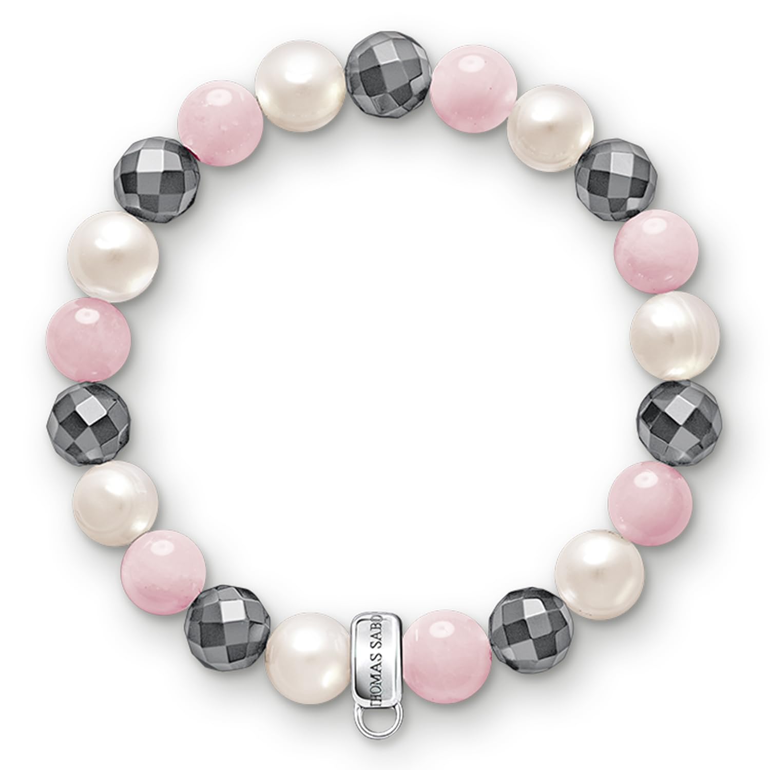 Bransoletka Thomas Sabo z zawieszką, różowa, biała, szara, srebro 925 X0188-581-7