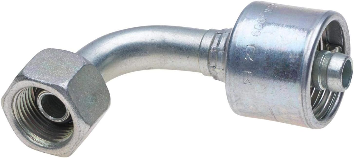 Gates G25832-0404 Female British Standard Parallel Pipe O Ring Swivel 90 Bent Tube (Mega Crimp)