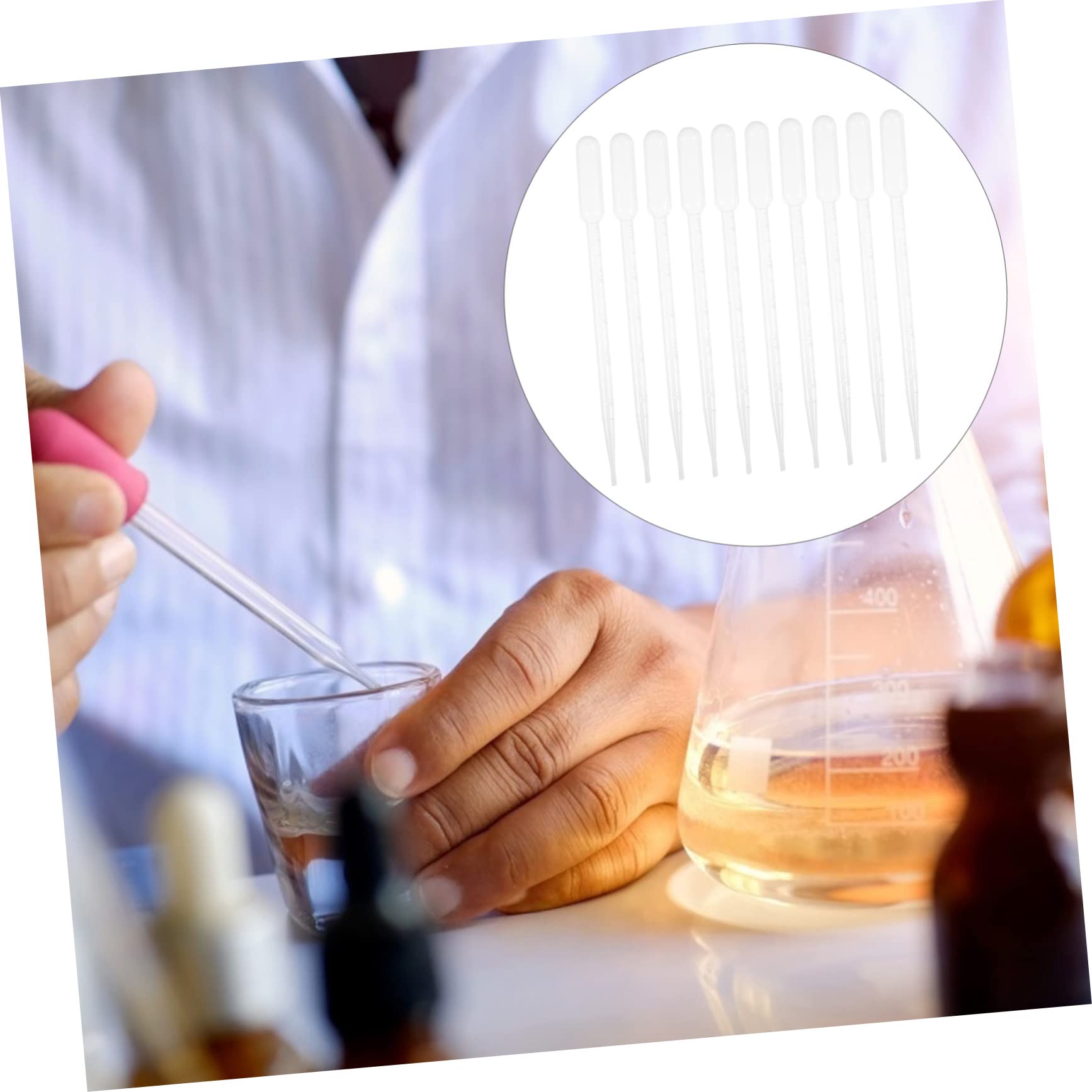 FUNOMOCYA 50 Pack Disposable Plastic Droppers 5ml Graduated Pipettes for Essential Oils Lab Projects
