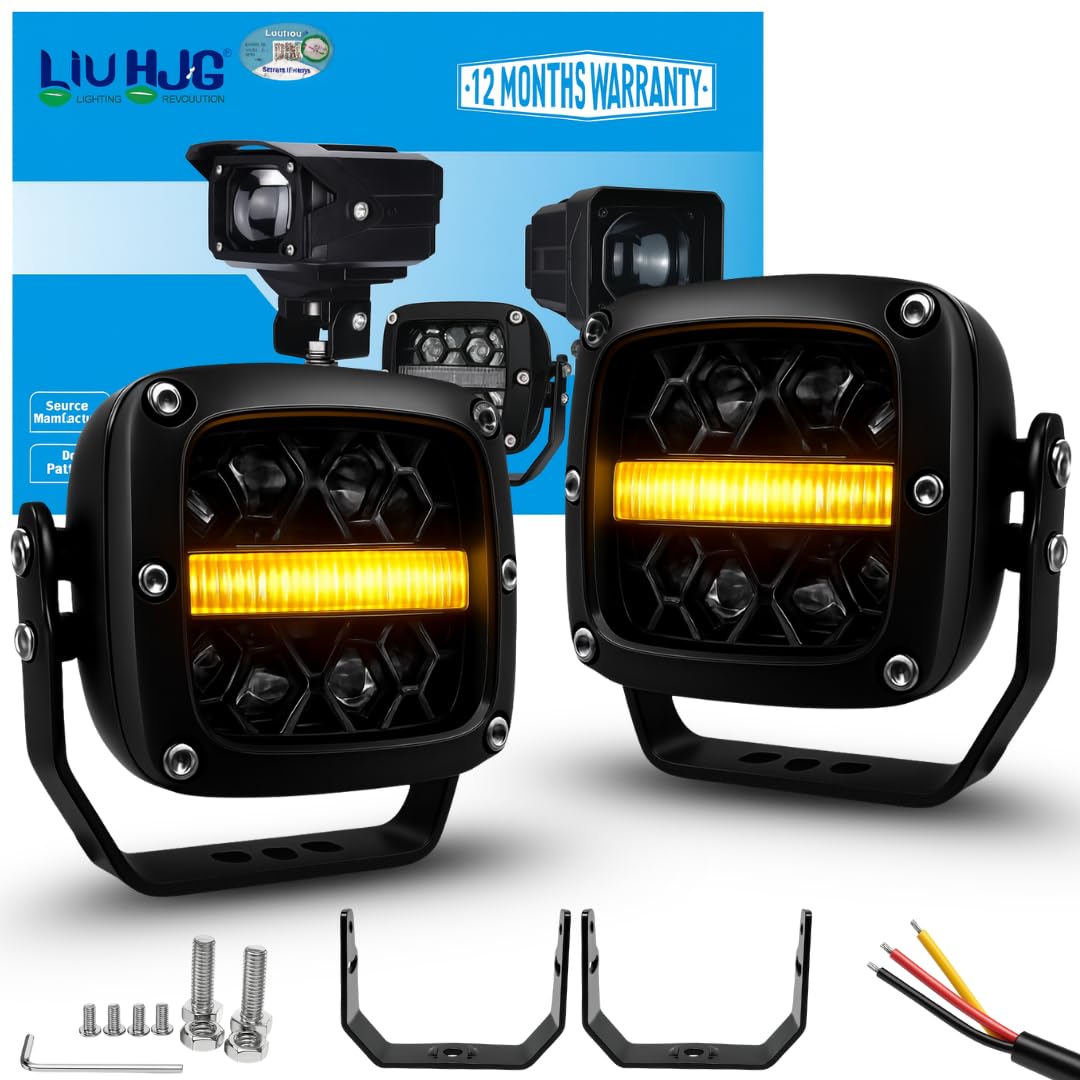 4 LED Fog Light with Yellow DRL Super Bright Waterproof & Dustproof 100W 12V DC Power White Light High Beam & Yellow DRL Light Universal Fit for All Bikes & Cars (Pack of 2)-image-19