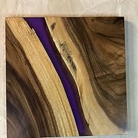 Vista 51 de Mesa de epoxi transparente, mesa de sofá con forma cuadrada, mesa auxiliar de resina de madera, mesa de centro de madera con borde natural para sala