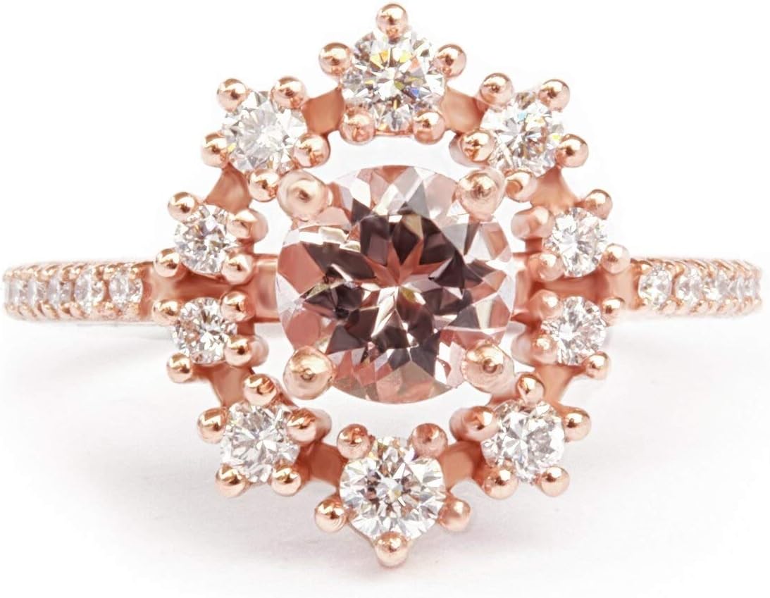 0.5 Carat (ctw) 10K 14k 18K gold Morganite rings moissanite engagement ring for women Platinum Plated Silver name moissanite ring gold personalized rings for women