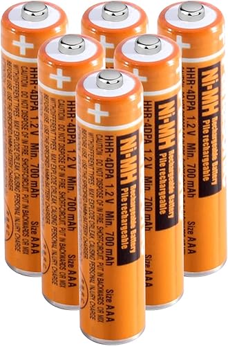 NI-MH - Batería recargable AAA de 1.2 V 700 mAh, paquete de 6 pilas AAA HHR-4DPA para teléfonos inalámbricos Panasonic, controles remotos,