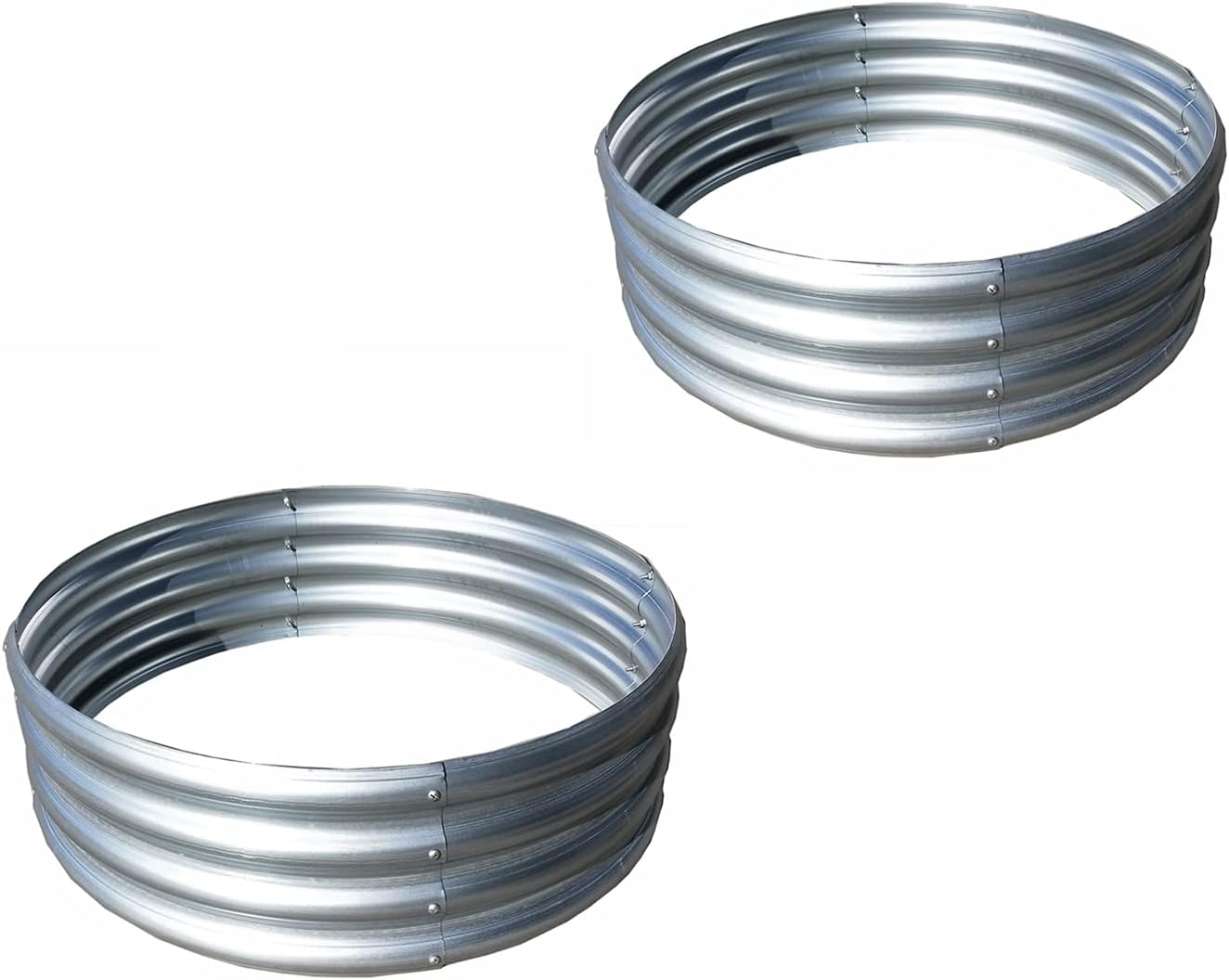 RTHG Galvanized Raised Garden Bed Kit, 2-Pack 4×4x1ft Round Steel Raised Garden Planters for Outdoor Vegetable Flower Herb