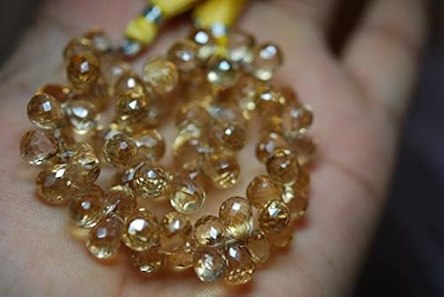 Citrine jaune quartz micro facetté en briolette goutte 9-11mm LKBEADS pour fabrication bijoux