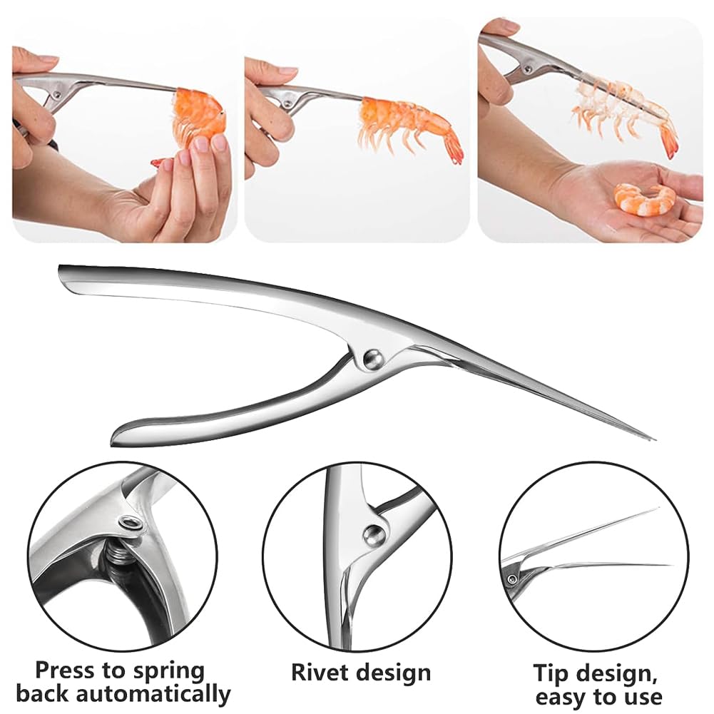 Shrimp Line Knife,Pelador de Gambas y Langostinos,5 In 1 Multifunctional Shrimp Like Fish Maw Knife,Cuchillos Multiusos Línea Camarones,Herramienta de Cocina Esencial