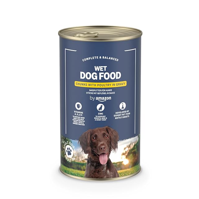 by Amazon - Comida húmeda para Perros, trozos de Ave de Corral en Salsa, 1,24 kg