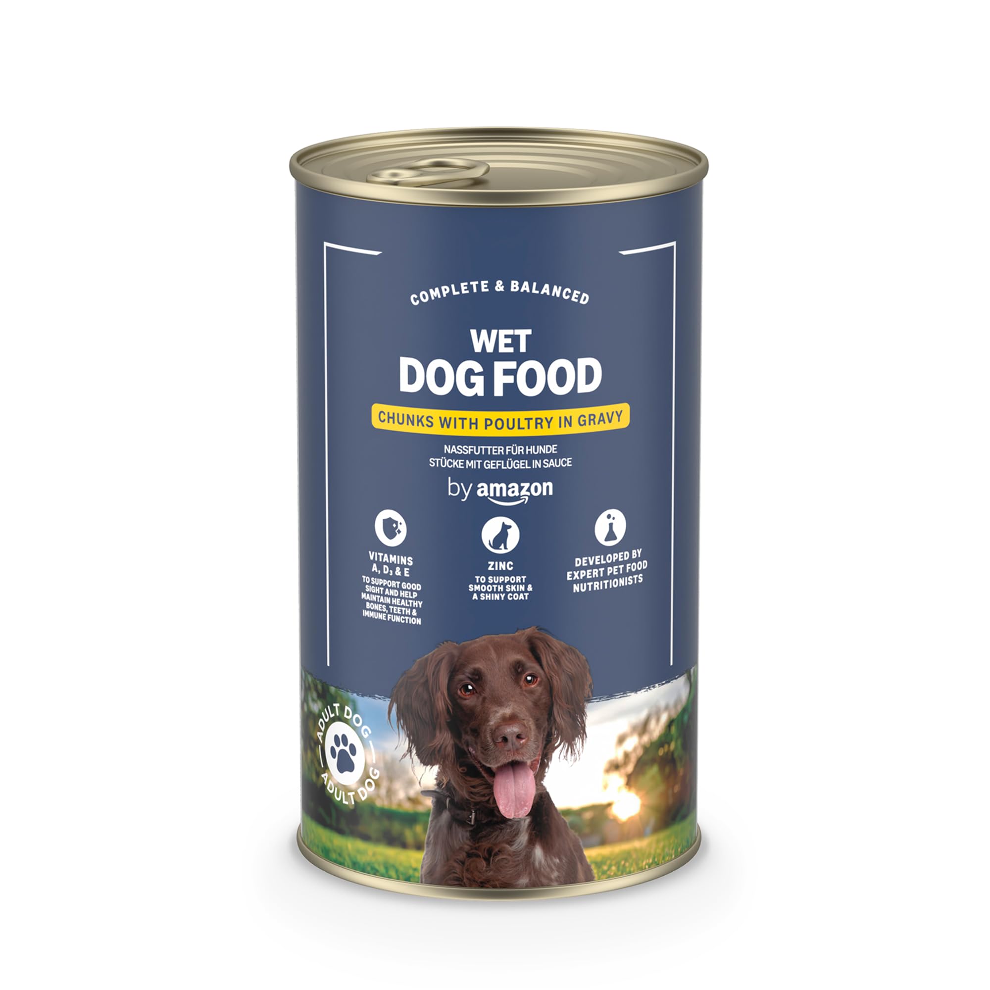by Amazon Hundefutter, nass, Dose, Stücke mit Geflügel in Sauce, 1,24 kg