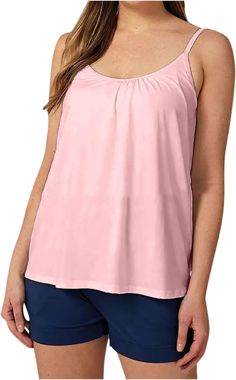 Shelf Bra Camisoles Adjustable Spaghetti Strap Tank Tops Basic Layer Chambray Top Women Bodysuit Tops for Women