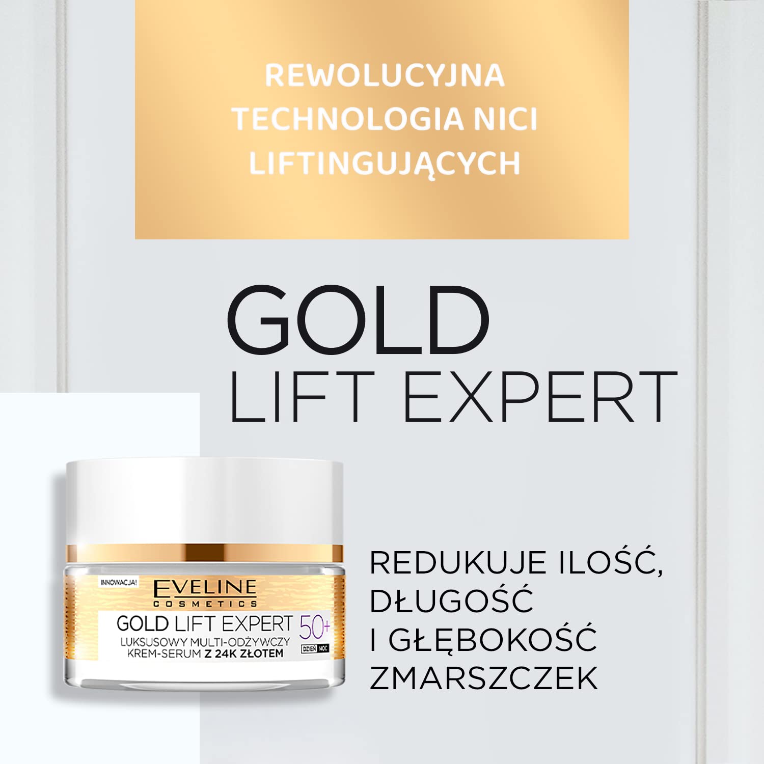 Eveline Cosmetics Luxus Multi-Nährende Creme-Serum mit 24k Gold für 50+ - Fortschrittliche Anti-Aging Lifting-Technologie (Packung mit 4)