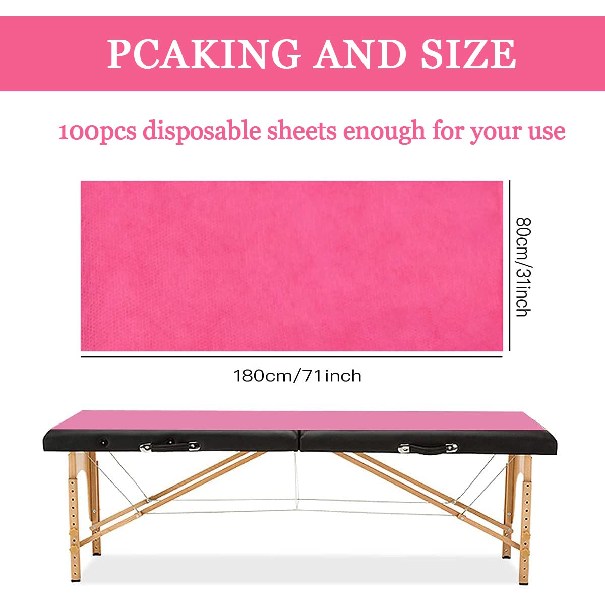 Sabanas Desechables Camilla Masaje 80 x 180cm 100pcs Papel no Tejidas