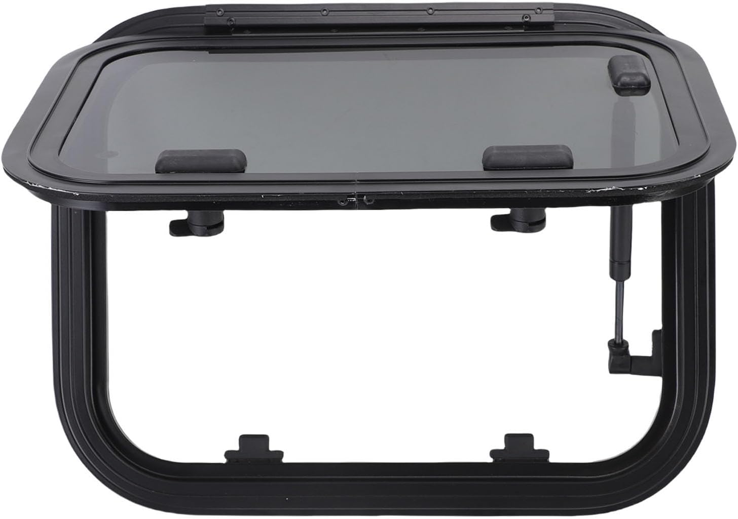 16x12in RV Window Black Tempered Glass Sunproof Motorhome Exit Window with Support Rod and Screen for Trailer Van Truck