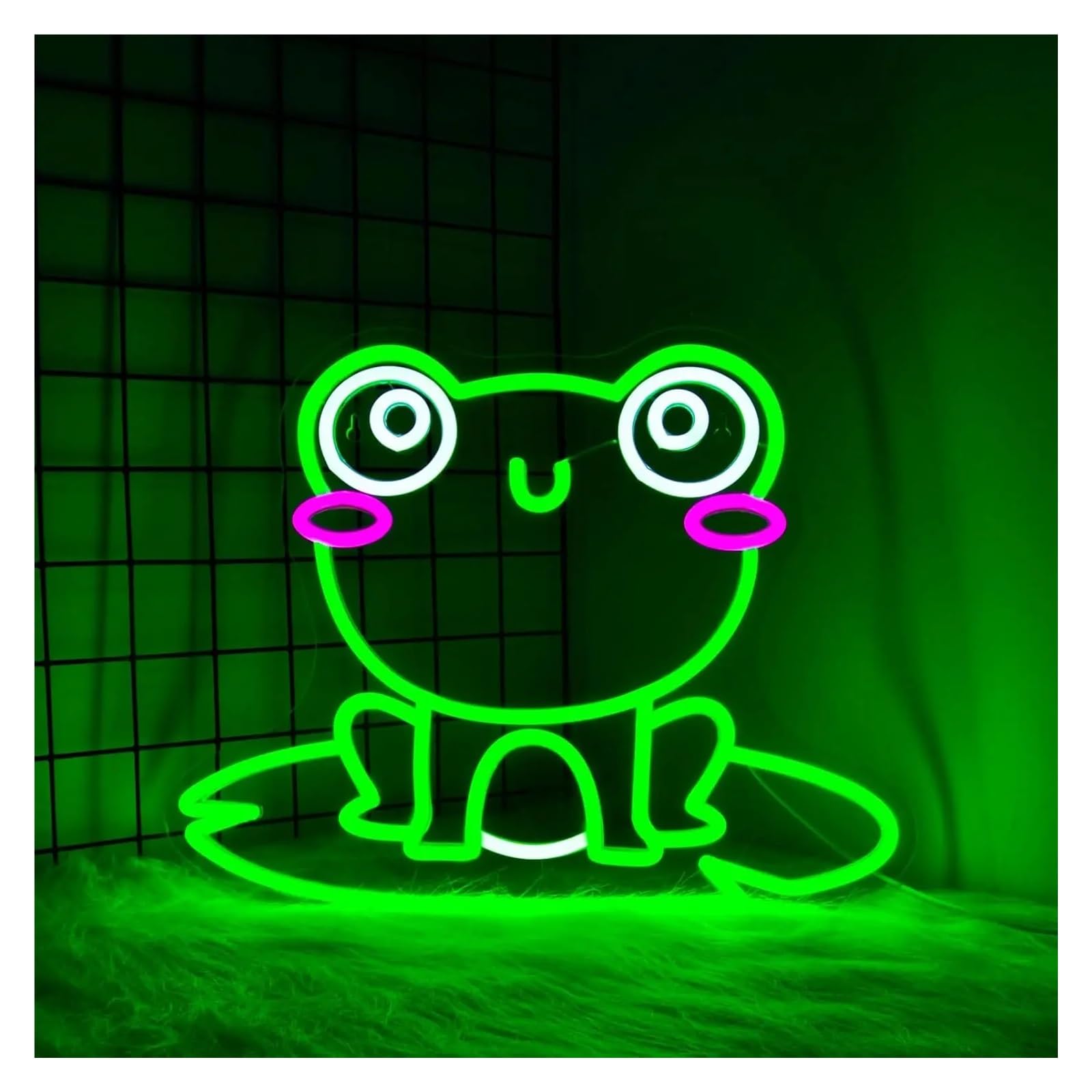 LEMST Signs Lamp Smile Neon Signs USB Powered Frog Neon Lights Adjustable Brightness, Suitable for Window Decor 28cmx35cm