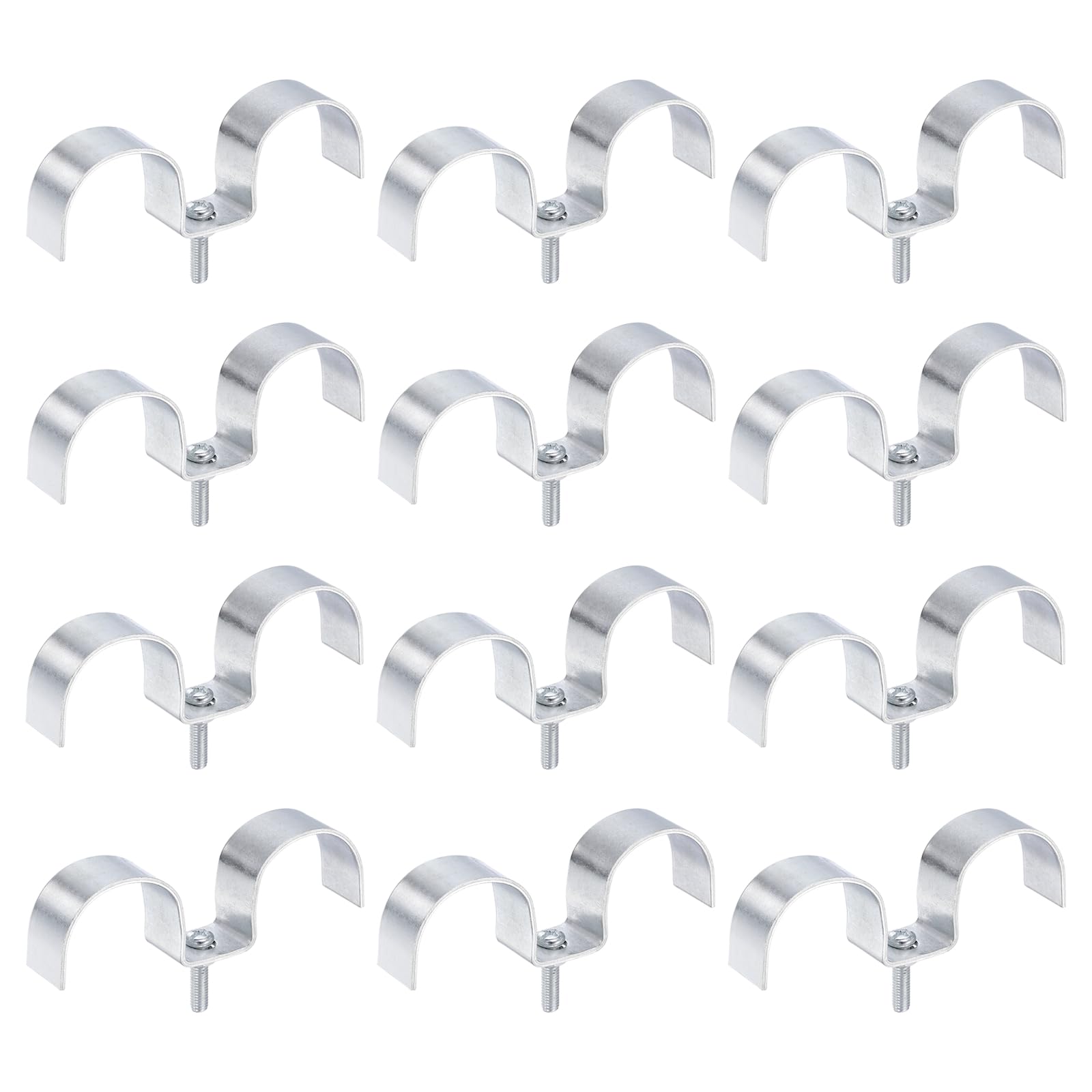 sourcing map 12Set Stainless Steel Double Line Clamp 34 mm / 1-5/16 inch Fuel Lines Clips M-Shape Mounting Clip for Brake Fuel Lines Tubes Wire Pipe Cord Installation, Silver — image 1