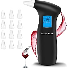 Breathalyzer with LCD Digital Display, Portable Alcohol Tester Includes 12 Reusable MouthpiecesBlue