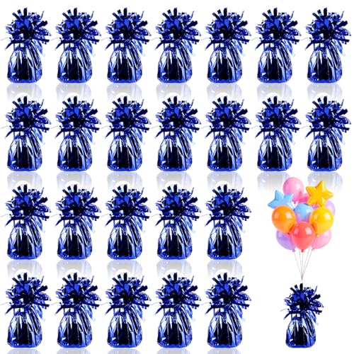 APACALI 24 pesi per palloncini a elio, per palloncini, coni a elio, 170 g, in lamina argentata, per decorazione da tavolo, colore: blu