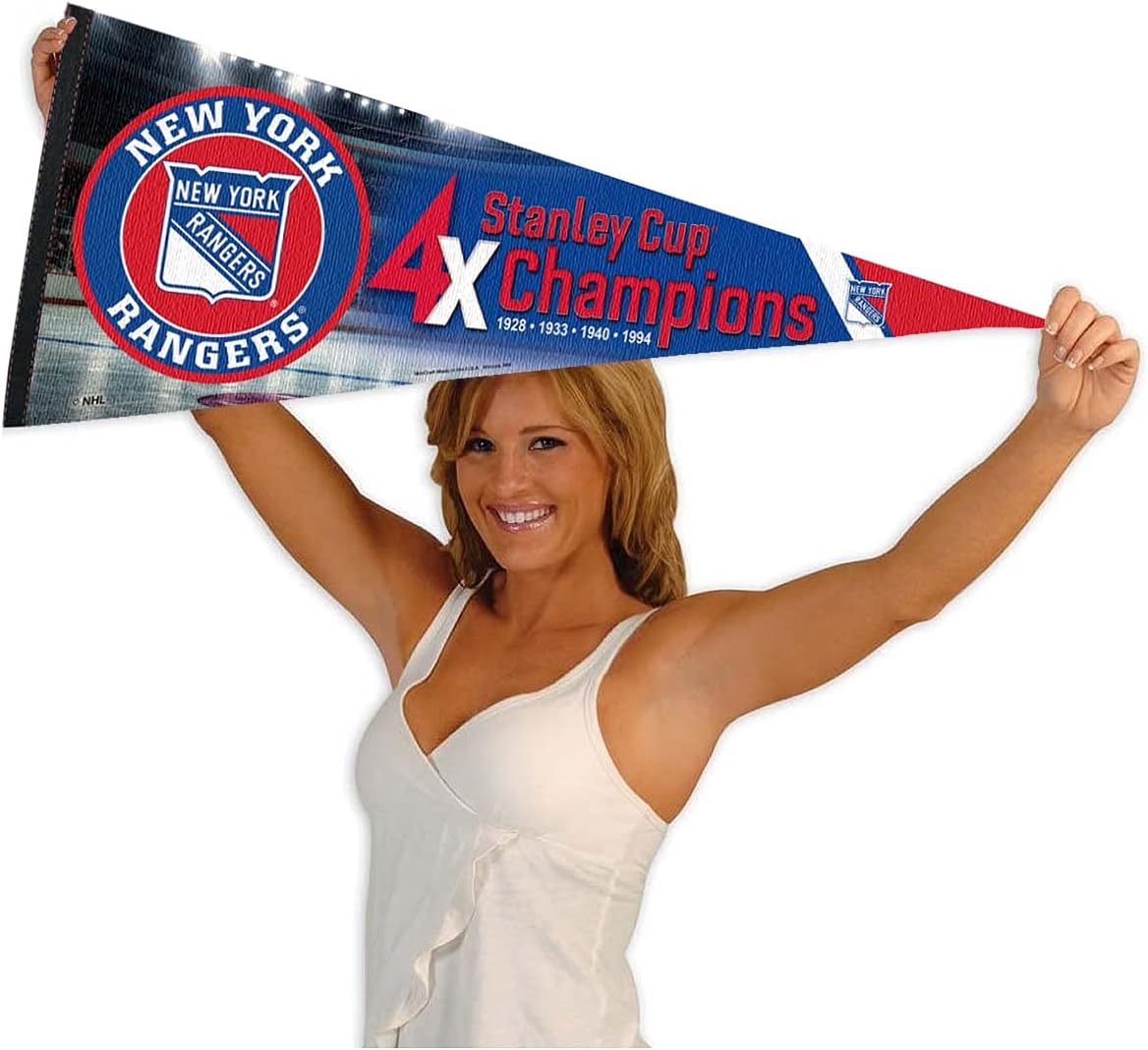 New York Rangers 4 Time Cup Champions Pennant Banner Flag - Image 4