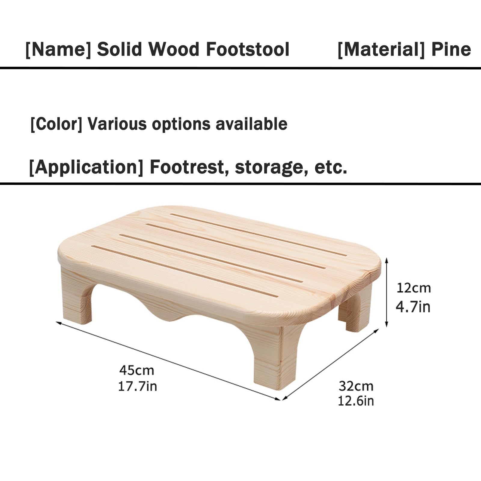 Fußhocker, One Step Hocker, Massivholzmaterial, poliert und abgerundet(Wood Color)